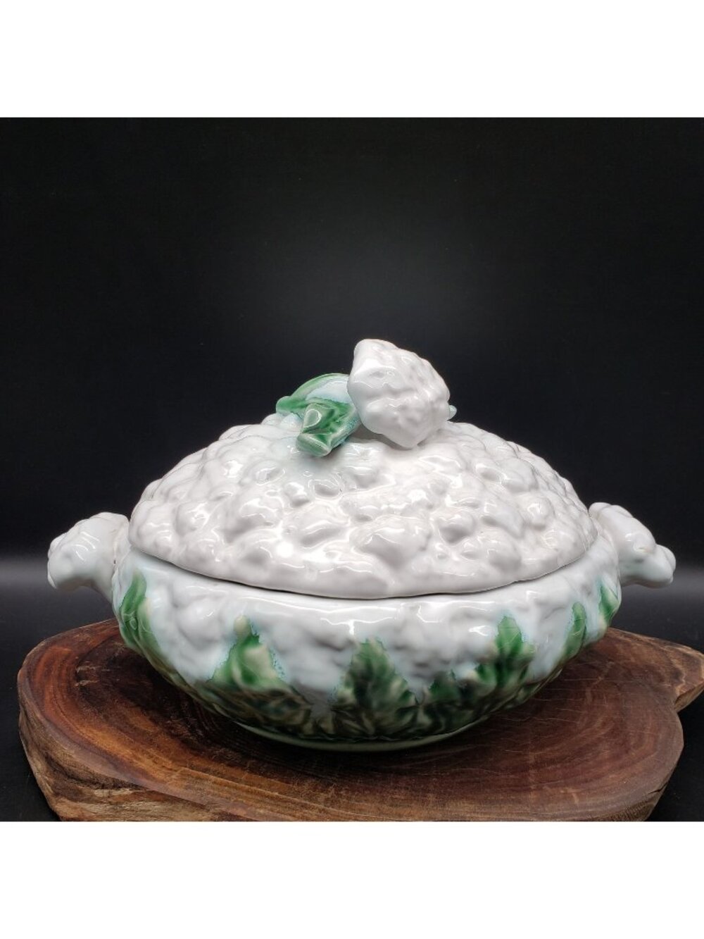 Vintage Bordallo Pinheiro Cauliflower Lidded Soup Tureen Vegetable Serving Dish